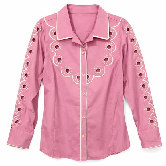 Bob Mackie Tops - Vintage Bob Mackie Wearable Art Western Shirt Laser Cut Button Down Size Medium